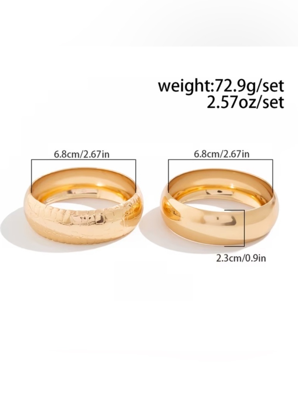 [JUST IN] Sculpted Gold Double Bangle Duo | Polished & Hammered Finish - Picture 4 of 5
